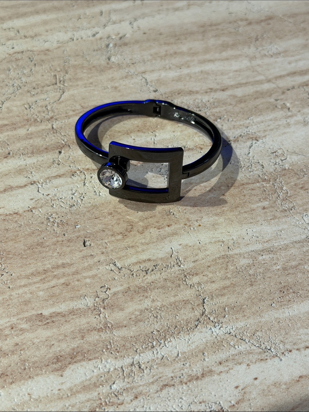 White House Black Market Black Bangle with Clear Crystal Accent